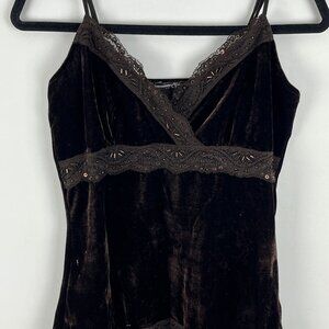 CYC Top Blouse Camisole Size M Brown Sleeveless Spaghetti Strap V Neck Stretch
